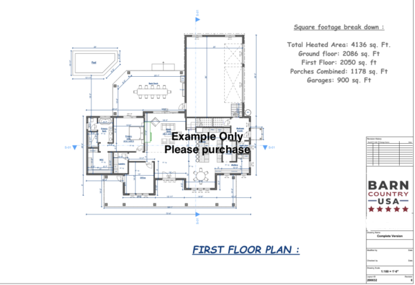 Stoneridge Barndominium Plan floor plan example